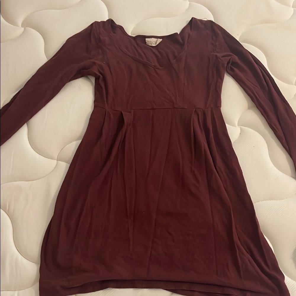 Red V-Neck Long Sleeve Sheath Dress
